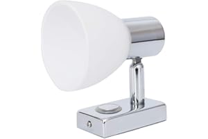 lighteu, 12V 3W D1 Ceiling/Wall Spotlight, Chrome Finish, Reading Light Turn and Swivel with Touch Switch Dimmable Warm White/Blue Light for Yacht, Caravan, RV