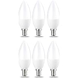 Amazon Basics Lampadina LED E14 a Candela, 5W, equivalenti a 40W, Luce Bianca Calda, Dimmerabile- 6 Unità, plastic