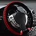 Hivel Winter Coral Fleece Hit Farbe SpleiBen Plusch Lenkradbezug Weich Warm Lenkradhulle Universal Anti Rutsch Hit Color Splicing SpleiB Lenkradschoner Fahrzeug Auto Lenkradabdeckung Vehicle Car Steering Wheel Cover 38cm - Rot