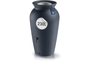 Regntunna smal, regnfat 230 L, vattentunna trädgård, med kran | vattenfat, vattentank, smal, platt, cistern, antracit, terras