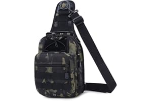 HUNTVP Bandolera Riñonera Hombre Mochila Táctical Militar para Correr Senderismo Ciclismo Camping Caza, Negro/Marrón/Camuflaje