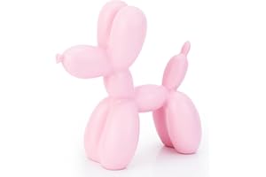AMOIENSIS Balloon Dog Statue - 4 inch Pink Balloon Dog Animal Sculpture, Small Nick Nacks for Shelves, Eclectic Desk Decor, Cute Desktop Ornament Gift
