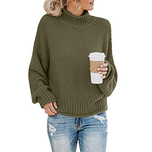 2019 Hiver Chic Pull Femmes Chandail Pullover Hiver,SANFASHION Pull Unie Col Roulé Lâche Blouse Tricoté Chaud Manche Longue Chic