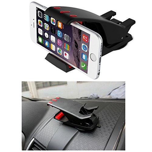 Reusious Supporto per auto universale - Portablocco per parabrezza in stile ippopotamo per smartphone iPhone 7 Plus / 6s Plus / 6, Galaxy Note 8 / S8 / S8 Plus e dispositivi GPS Garmin Nuvi, TomTom VIA GO, NERO