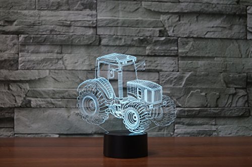 Traktor Hologramm 3d Lampe Nachttischlampe, Nachtlicht fürs Kinderzimmer, LED Lampe fürs Wohnzimmer - 7