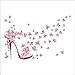 Produktbild LUFA DIY rosa hochhackige Schuhe Schmetterlings-Wand-Aufkleber abnehmbares Kunst-Dekor für Hauptdekoration