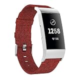 BZLine Armband | Neue Mode Gewebte Canvas Stoff Uhrenarmband | Für Fitbit Charge 3 Gesundheits und Fitness-Tracker | Vertraglicher Design-Stil | Handgelenkgröße: ca. 145-210mm