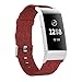Produktbild MuSheng for Fitbit Charge 3 Armband, Leinwand Weben Band Sport Loop Uhrenarmband mit Schließe Weich Ersatz Strap für Fitbit Charge 3 (Rot)