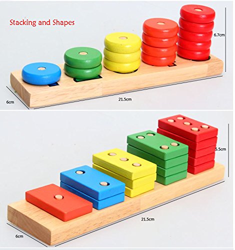 Wooden Geometric Shapes and Fractions Boards 8 Sets in One