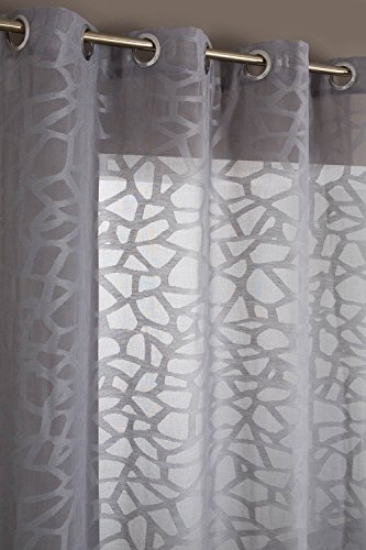 Fantasie Gardine Mit Stickerei Abstraktes Mosaik-muster 140 X 240 Grau - 2