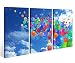 Produktbild Leinwandbild 3 Tlg. Luftballons bunte abstrakte Kunst Leinwand Bild Bilder auf Keilrahmen Holz - fertig gerahmt 9O874, 3 tlg BxH:120x80cm (3Stk 40x 80cm)