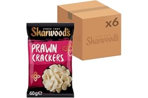 Sharwood's Prawn Crackers – Crispy Chinese Snack, Made With Real Prawns, 60 g Packet (Pack of 6)