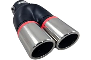 BOLOROMO Exhaust Tip Twin Double Sport Muffler Tail Trim End Pipe Chrome Universal