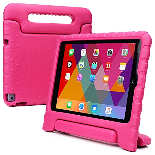 iPad Air 2 hülle fur kinder, COOPER DYNAMO Beanspruchbare, strapazeirfähige, robuste, gepolsterte Hartschalenhülle mit integriertem Griff, Standfunktion & durchsichtigem Displaysschutz (Pink)