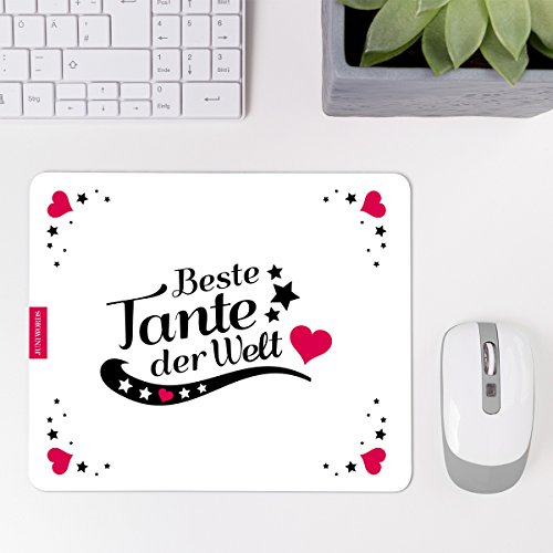 Wandkings Mousepad / Mauspad mit Schriftzug „Beste Tante der Welt“ – Design wählbar – ideales Geschenk für Tanten – MOTIV 4 - 3