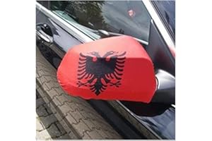 AZ FLAG AUSSENSPIEGEL Flagge ALBANIEN 2 stück - ALBANISCHE Autospiegelfahne - Spiegel Car Cover spezielle Auto