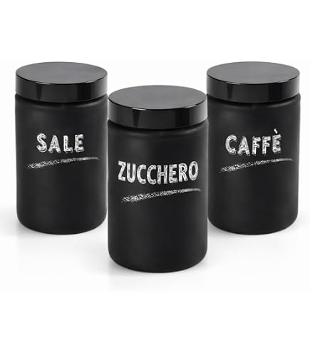 Out Of The Blue – Set 3 Barattoli Rettangolari Nero Per Caffè, Tè E Zucchero, Con Logo Finest Selection, Eleganti Per Cucina