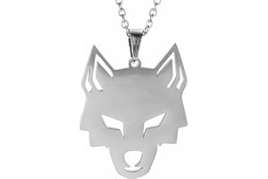 TEAMER acero inoxidable hueco lobo collar solitario aullido lobo collar de animales Punk Vintage Joyas Para Mujeres