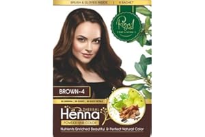 Rigel Herbal Henna Powder BROWN Hair Color Dye Perfect Natural Colouring 60gm (6 SACHET) Ammonia Free