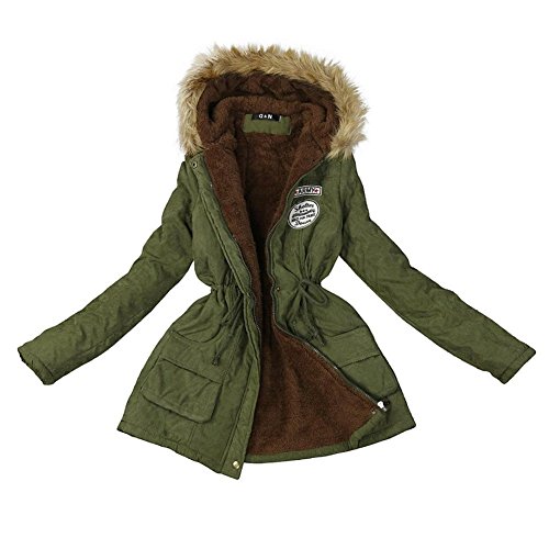 Tongshi Las mujeres caliente largo cuello de piel de abrigo con capucha chaqueta invierno Parka parka