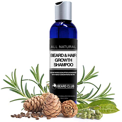 Barbe et Cheveux Shampooing de Croissance | Avec Biotine Hautement Concentrée | Parfum Bois de Cèdre, Eucalyptus & Romarin