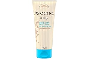 Aveeno Baby Daily Care krem nawilżający, krem do ciała noworodka i dziecka, krem do twarzy dla dzieci z owsa i tlenku cynku, krem do zmiany pieluchy przeciw podrażnieniom, 100 ml