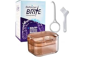 DARQUE Dental Retainer Cleaning Kit with Case and Retainer Brite(96 Tablets) for Plaque, Tartar, Mouth Guard, Dentures Silicone Material Portable Orthodontic for Travel Retainer Cleaning (Peach)