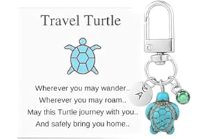 Doraler Travel Turtle Keyring With Birthstone, Travel Turtle Keychain,Safe Handbag Charms Gift,Cute Gifts For Her Someone Going Travelling,Good Luck Charm Gifts for Family Friends