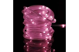 XUNATA LED Solar Lichterschlauch 5M 50 LEDs Lichter IP65 Wasserdicht Schlauchlicht Lichtschlauch für Garten, Weihnachten, Hochzeit, Party (Rosa, 5m (50LEDs) + 2m lead cable)
