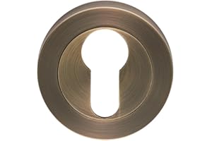 Kooples Hardware Euro/Standard Profile Escutcheons Dual Keyhole Cover Set for Mortice & Euro Cylinder Locks – Satin Stainless Steel Finish (Antique Brass, Euro Profile)