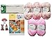 Produktbild 5X 50 Gramm Gründl Baby Uni/Color Wolle SB Pack inkl. Strick-Anleitung für Ein Kapuzenjäckchen, Eine Hose & Fäustlinge, Rundstricknadel und 1 Bügelflickmotiv (02 Rosa Mix)