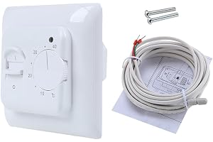 Rumstermostat för golvvärme, elektrisk regulator med sond, 230 V, 16 A, mekanisk termostat, golvvärme, infälld temperaturregulator, för golvvärme