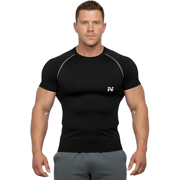 NINQ Half Sleeve Compression T-Shirt - Men's Athletic & Sports