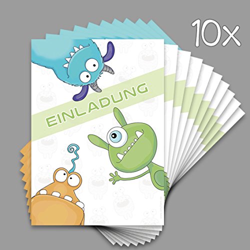 10 Einladungen zum Kindergeburtstag „MONSTERPARTY!!“ / Gruselparty - 4