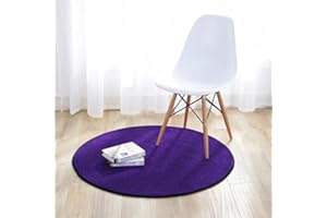 Fouriding Tapis Rond Couleur Pure Tapis de Sol Chambre Salon Salle de Bain Cuisine Enfant Moderne Antidérapant Décor Maison Pourpre Fonce 100CM