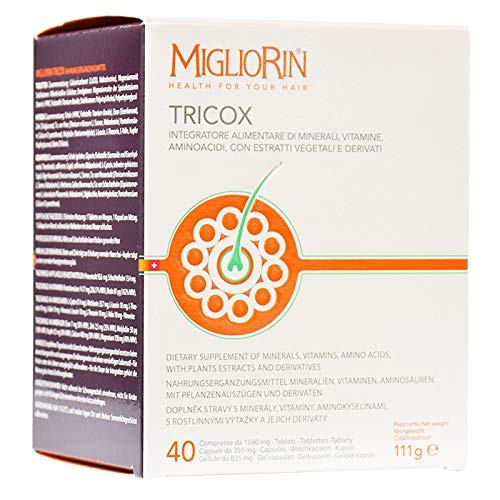Migliorin Tricox Integratore Alimentare Anticaduta Pacco da 40 Tavolette +40 Cellule +40 Capsule
