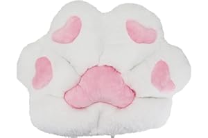 Firecos Cuscino per Sedia Zampa di Gatto, Cuscino in Peluche a Forma di Zampa Carino, Cuscino Caldo Morbido per Poltrona per Sala da Pranzo Camera da Letto Ufficio 70X55cm (Bianco)