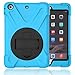 Produktbild iPad Mini Hüllen,iPad Mini 3 Hüllen,iPad Mini 2 Hüllen silikon,Roreikes 360 Grad drehbar mit Fullbody Rugged Ständer,Handschlaufe und Schultergurt Fall,3 Schicht Hybrid Heavy Duty Shockproof Rutschfeste Silikon Schutzhülle Tasche Case Cover für Apple iPad Mini /Apple iPad Mini 2 / Mini 3 7.9 Zoll-Hellblau
