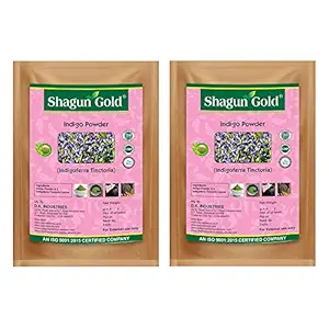 Shagun Gold Natural 100% Indigo Powder 100g x 2 Pack Of 2 for black permanent coloring women & men
