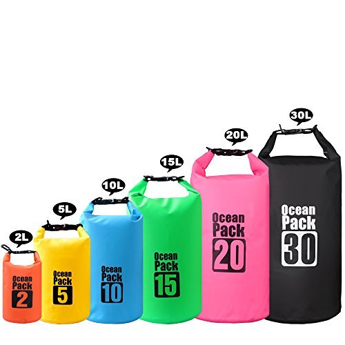 2L/5L/10L/15L/20L/30L 500d Telone heavey-duty PVC Borse Impermeabili Dry Bag Sacco per Canottaggio/Vela/Kayak/Rafting/Nuoto/campeggio/pesca/Snowboard (Azzurro, 5L)