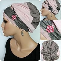 Beanie Mütze Ballonmütze Crash Stickerei Rosa Braun mit Band Lurex little things in life Chemo Cap Hat Chemomütze Mütze bei Krebs Kopfbedeckung Turban