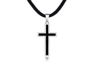 DonDon Collana da uomo in caucciù 50 cm e ciondolo croce bicolore in acciaio inox in sacchetto regalo, caucciù