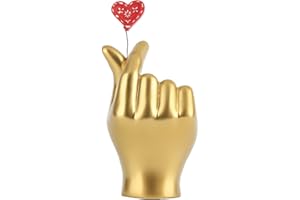 DOVDOV Goldenes Herz Geste Dekoration als Herz Fingergeste Statue, Moderne Kunst Skulptur Persönlichkeit Finger Heimdekorationen, Tisch- und Regaldekoration (Eine Hand als das Herz & Gold)