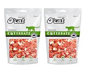 O'Cat Chicken and Bite 50 GMS ( Pack of 2 ) Treats for Cats & Kitten | Dental & Training Cat Treats.