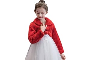 Ommda Fausse Fourrure Bolero Fille Mariage Bolero Veste Fille Princesse Ceremonie Bapteme à Manches Longues