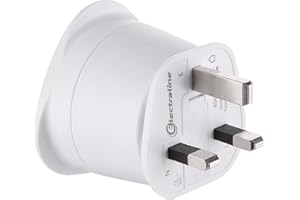 Electraline 70053 Adaptateur de voyage France/Europe vers UK 2 Broches Europe vers 3 Broches Uk, White