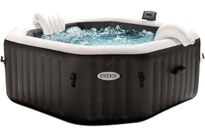 ‎INTEX Intex 28458EX - Whirlpool aufblasbar PureSpa Jet&Bubble Deluxe, 4 Personen, 120 Düsen, Heizung, Schwarz, 201x71 cm