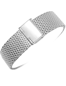 YISUYA 20mm Uhrenarmband aus Milanaise Mesh Edelstahl Gurt mit Faltschließe, klassisches Design, Silberfarben...
