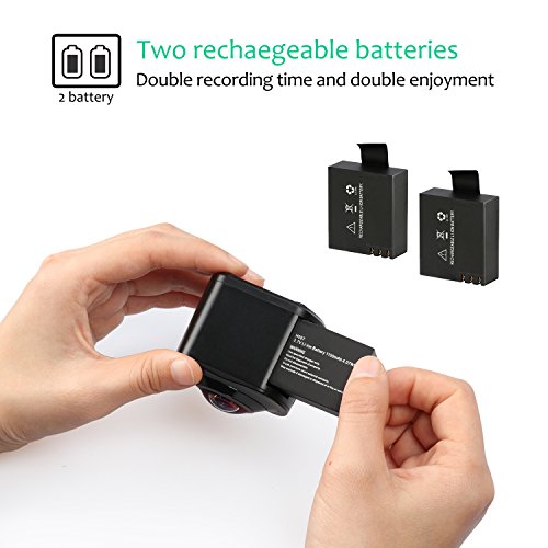 Ganga MIXMART Cámara Deportiva Camara Angular 360 grados 4K WiFi
Impermeable Sumergible hasta 30m Sensor de Sony 16MP Ultra HD con
Accesorios Múltiples Revisión