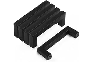 Drenky 5 Stück Schwarz Rostfreier Stahl Türknäufe, Möbelgriff mit Schraube für Schublade, Schrank, Möbel, Küche, Heimdekoration, Lochabstand 64 mm